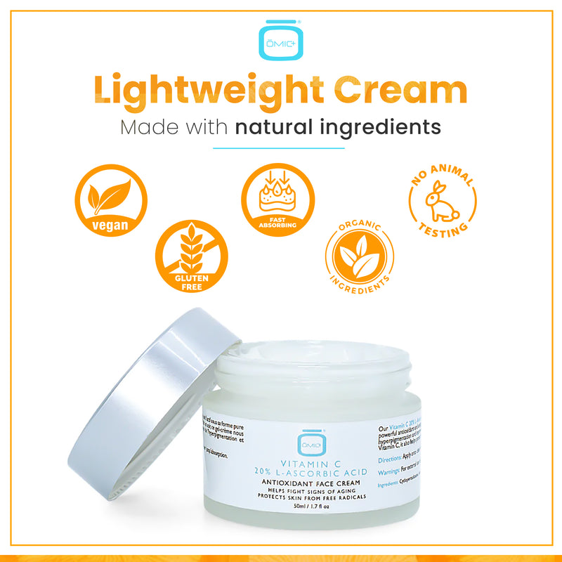 Omic+ Crème Vitamine C 20% Acide L-ascorbique Pot de 50 ml
