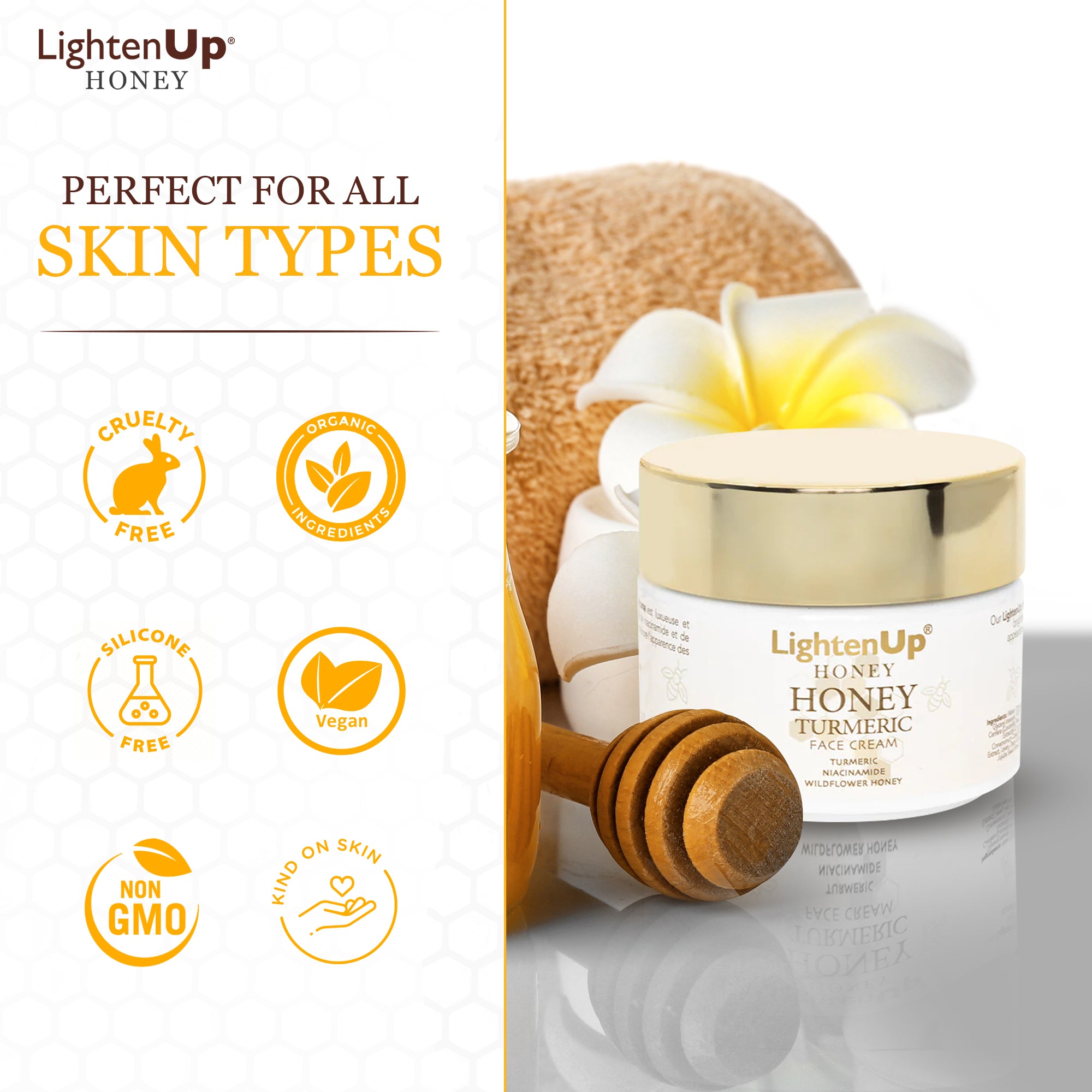 LightenUp Honey Turmeric Brightening Face Cream 100ml / 3.4 fl oz