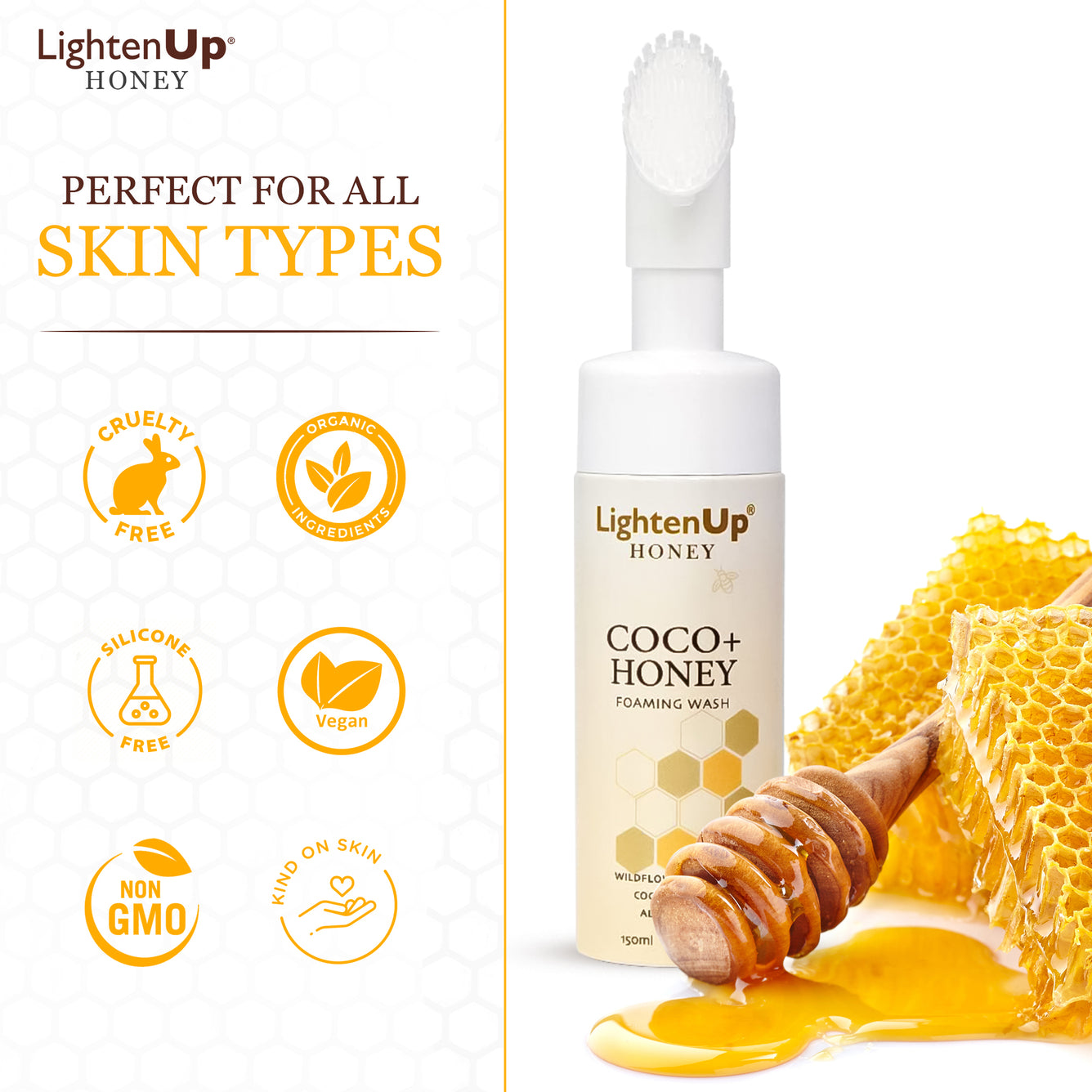 LightenUp Nettoyant moussant au miel 150 ml