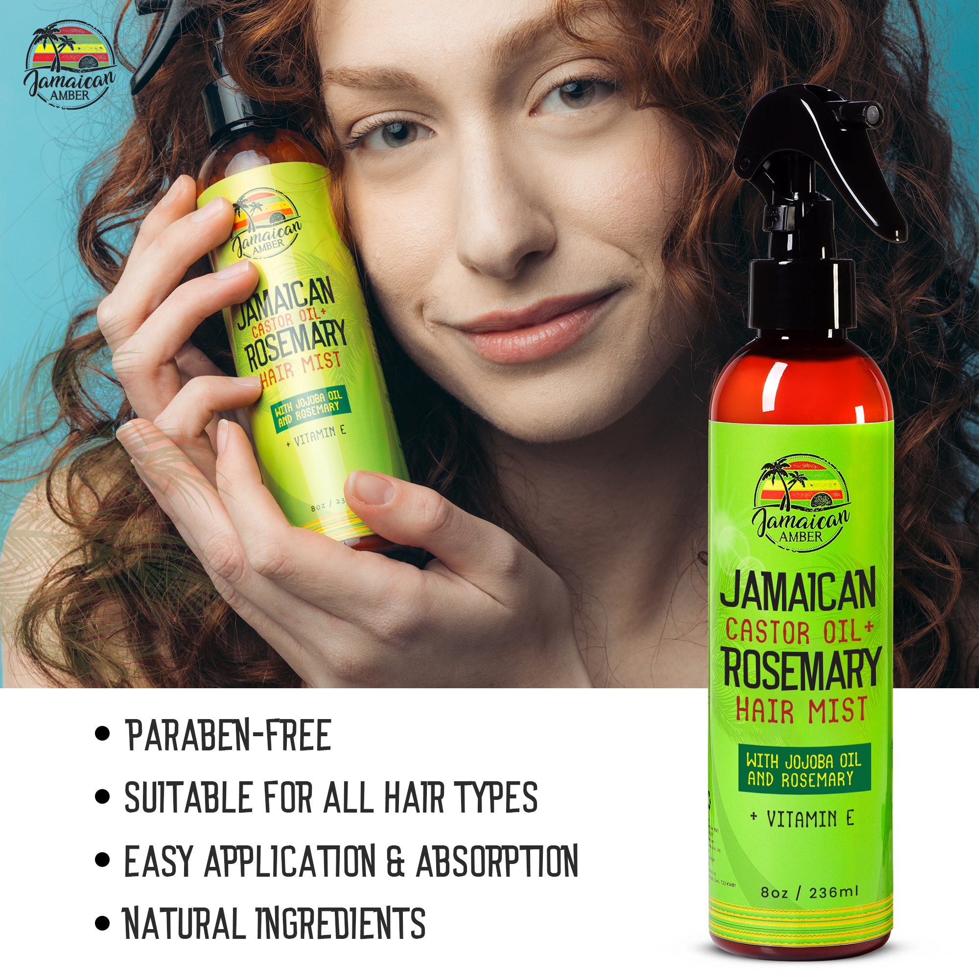 Ambre jamaïcain sans rinçage pour cheveux 8oz