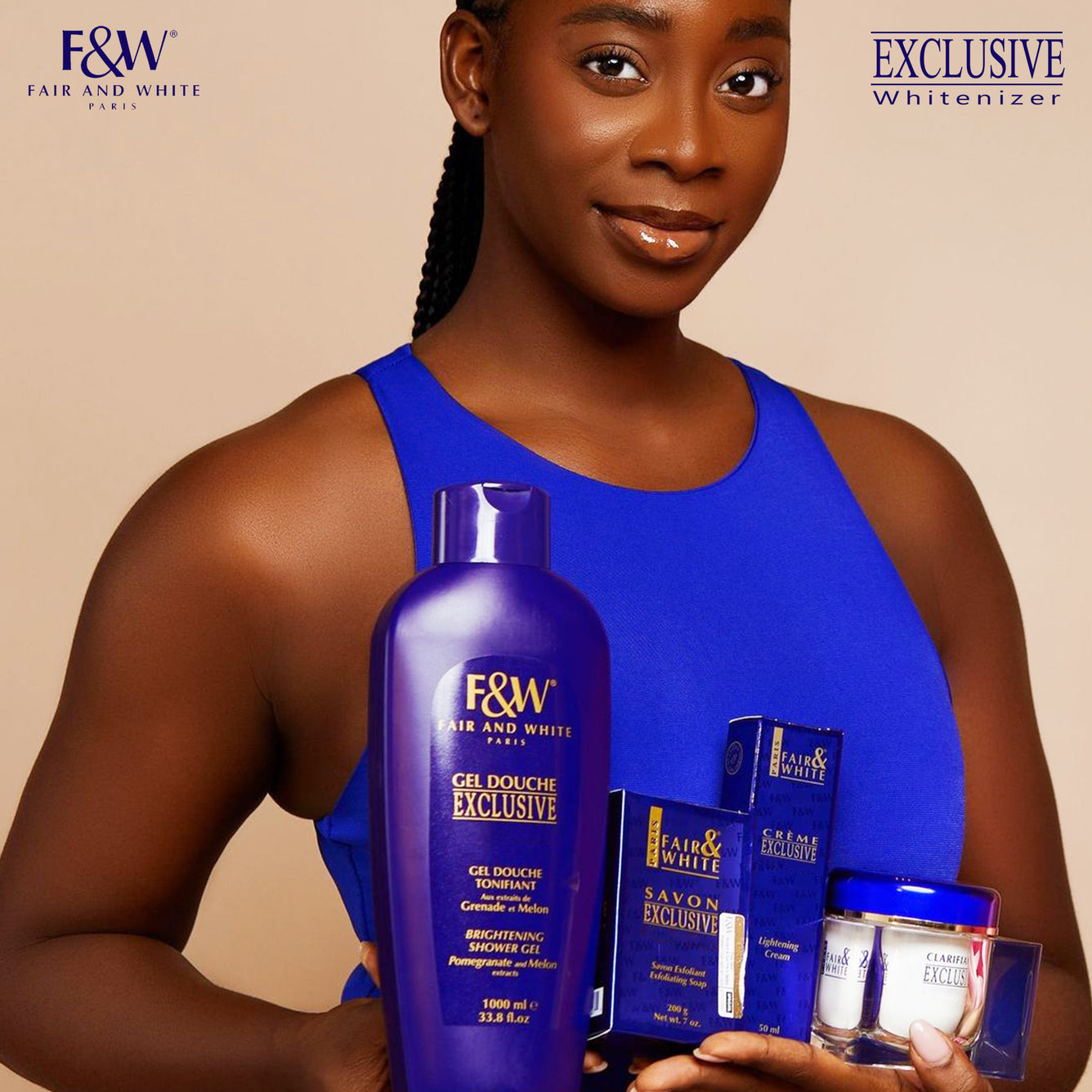 Fair and White Gel Douche Exclusif Extraits de Grenade et Melon 1000 ml