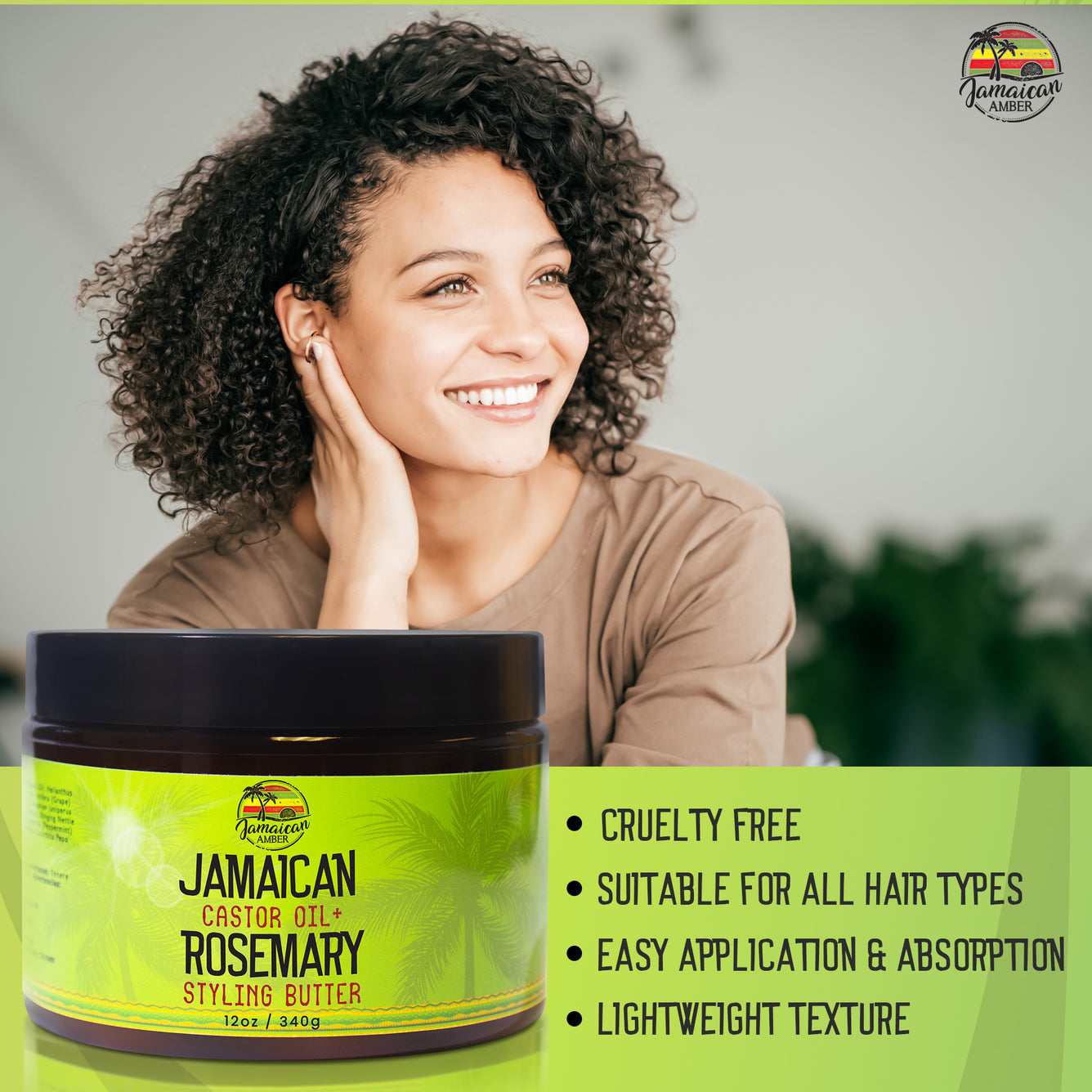 Crème au beurre pour cheveux ambrés jamaïcains 12oz