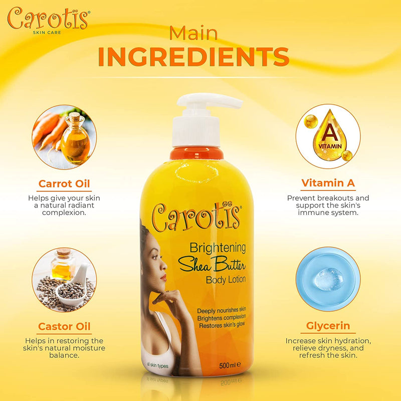 Carotis Lotion corporelle éclaircissante au beurre de karité (avec pompe) 500 ML 