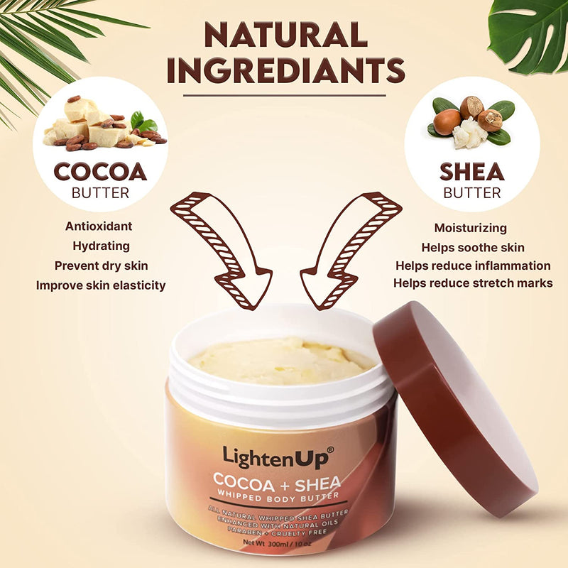 Pot de beurre de karité au cacao LightenUp 300 ml 