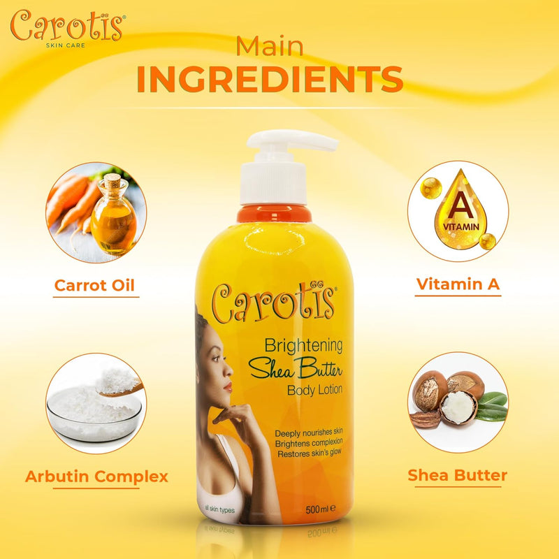 Carotis Lotion corporelle éclaircissante au beurre de karité (avec pompe) 500 ML 