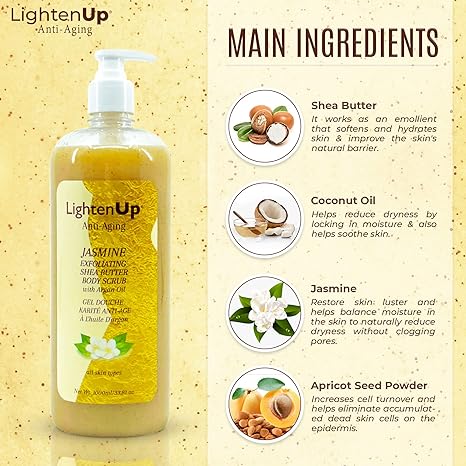 LightenUp Anti-Aging Jasmine Exfoliating Shea Butter Body Scrub 1000ml