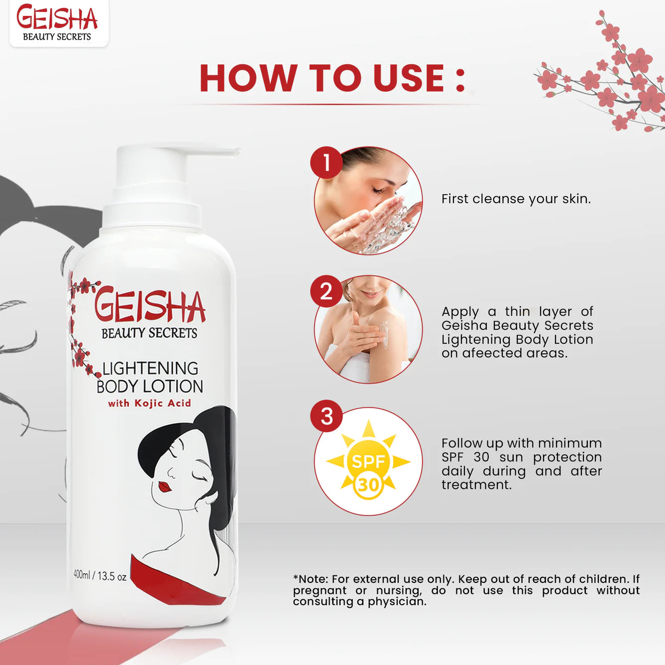 Geisha Beauty Secrets Lait Éclaircissant Pour Le Corps 400 ml