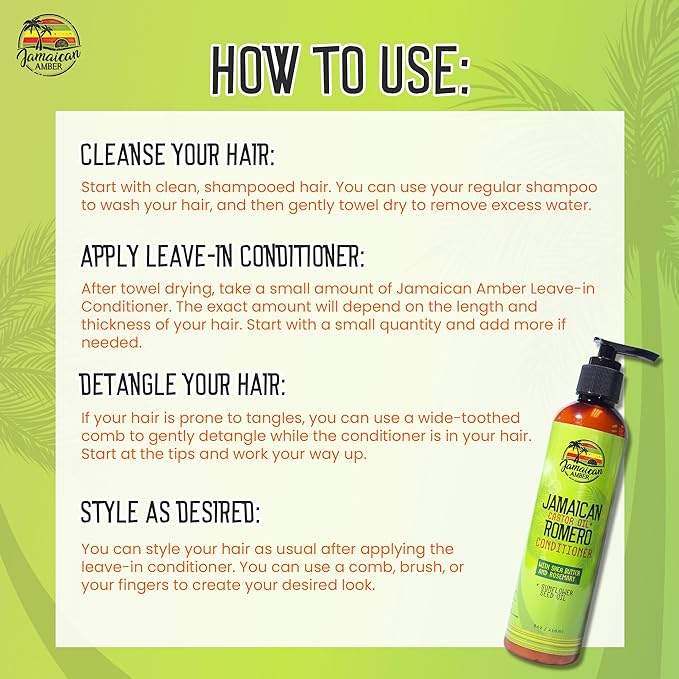 Après-shampooing jamaïcain sans congé d'ambre 8oz