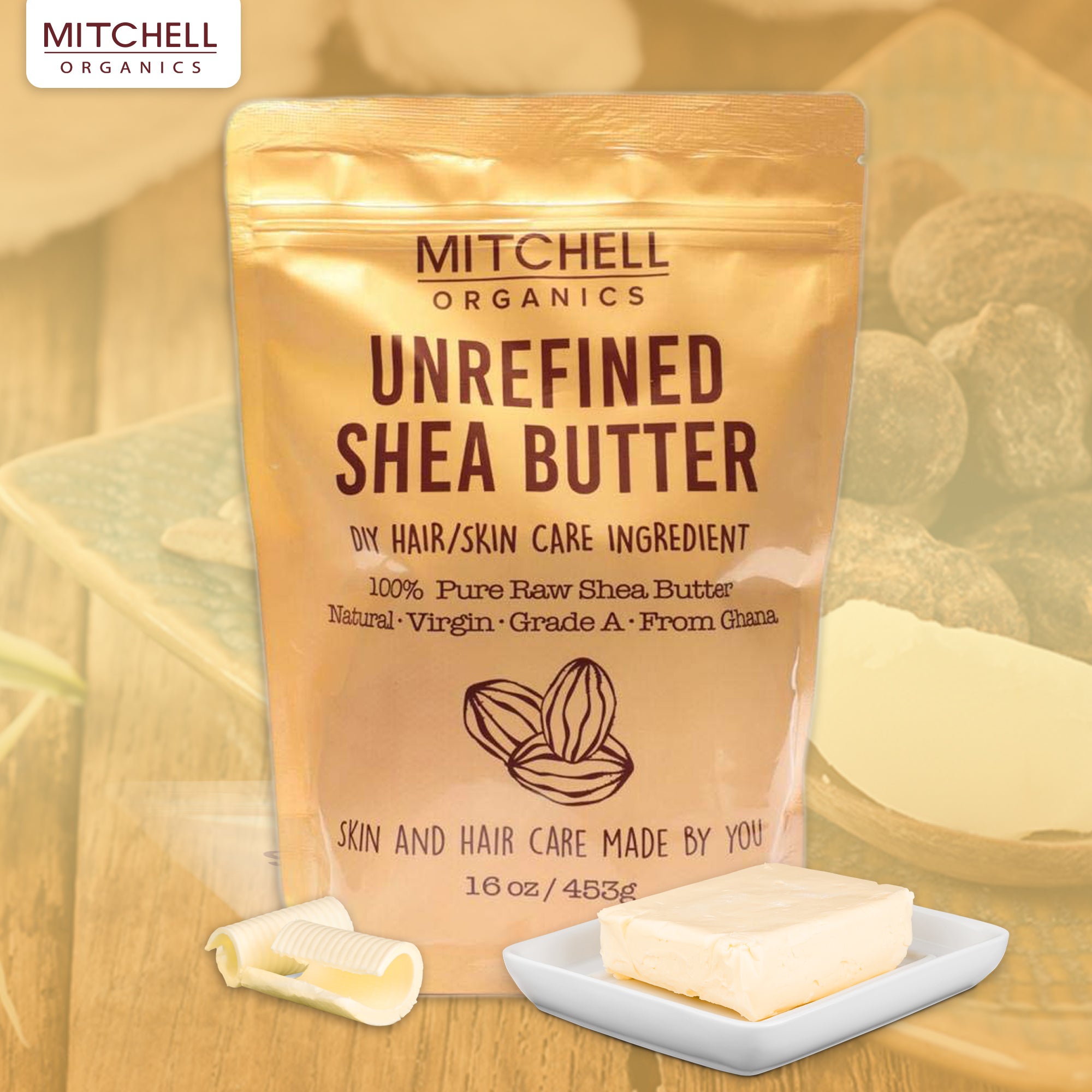 Barre au beurre de karité non raffiné Mitchell Organics 