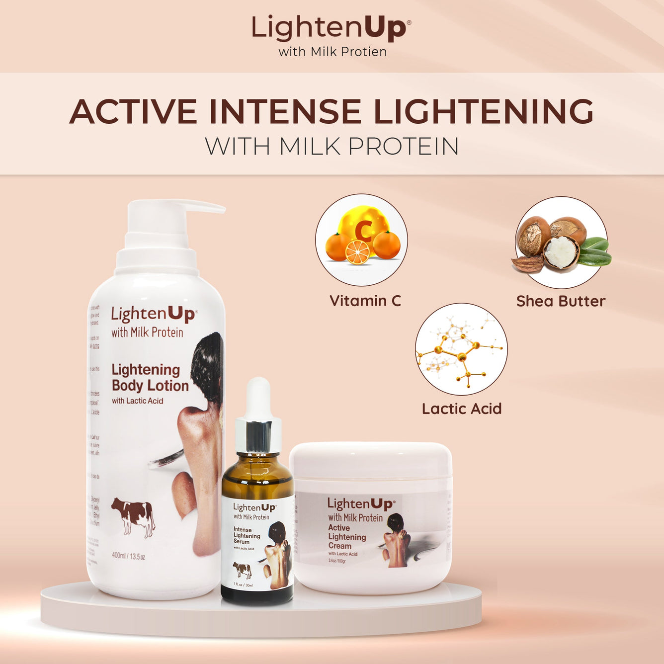 OMIC Lighten Up Milk Protein Bundle Mitchell Brands - Mitchell Brands - Skin Lightening, Skin Brightening, Fade Dark Spots, Shea Butter, Hair Growth Products