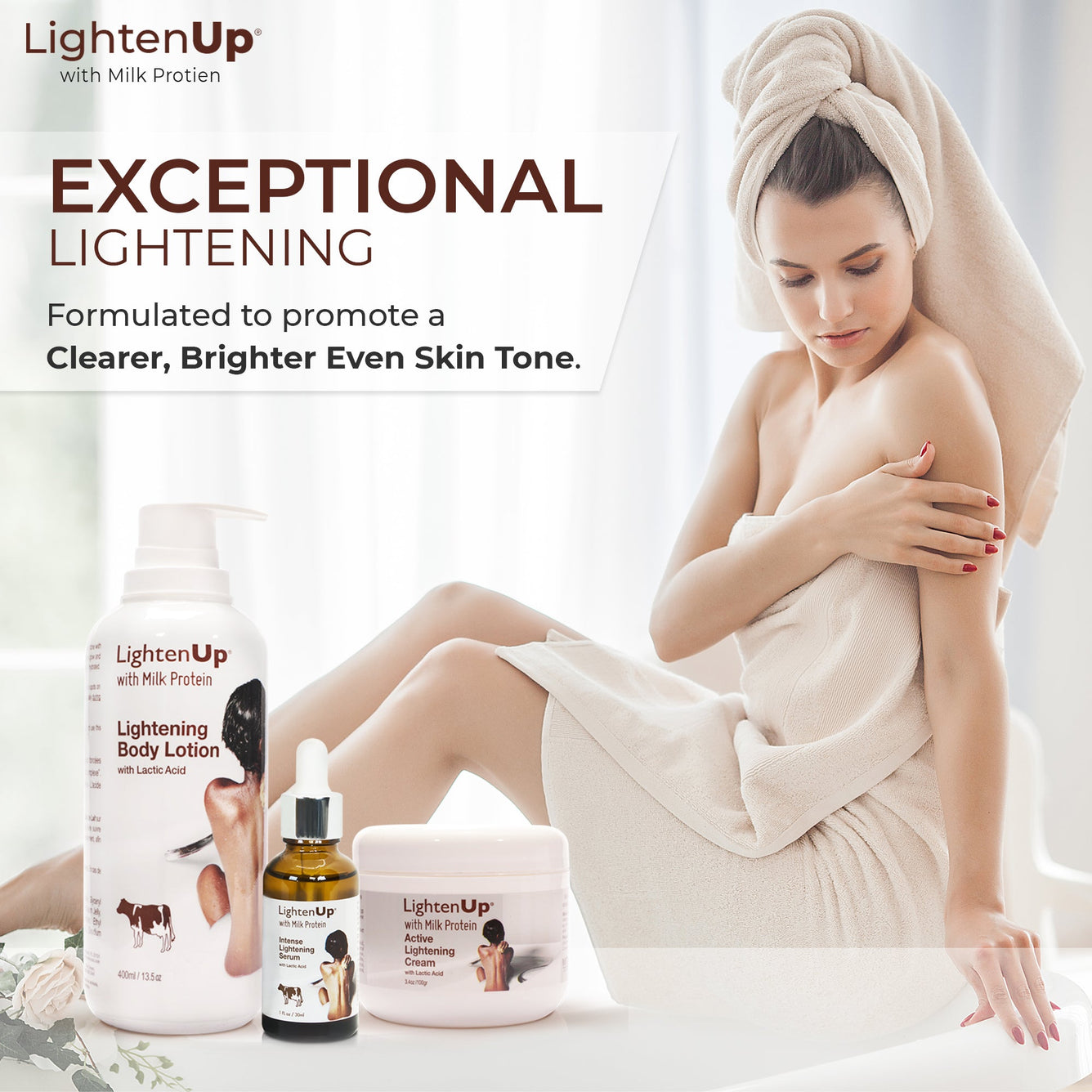 OMIC Lighten Up Milk Protein Bundle Mitchell Brands - Mitchell Brands - Skin Lightening, Skin Brightening, Fade Dark Spots, Shea Butter, Hair Growth Products